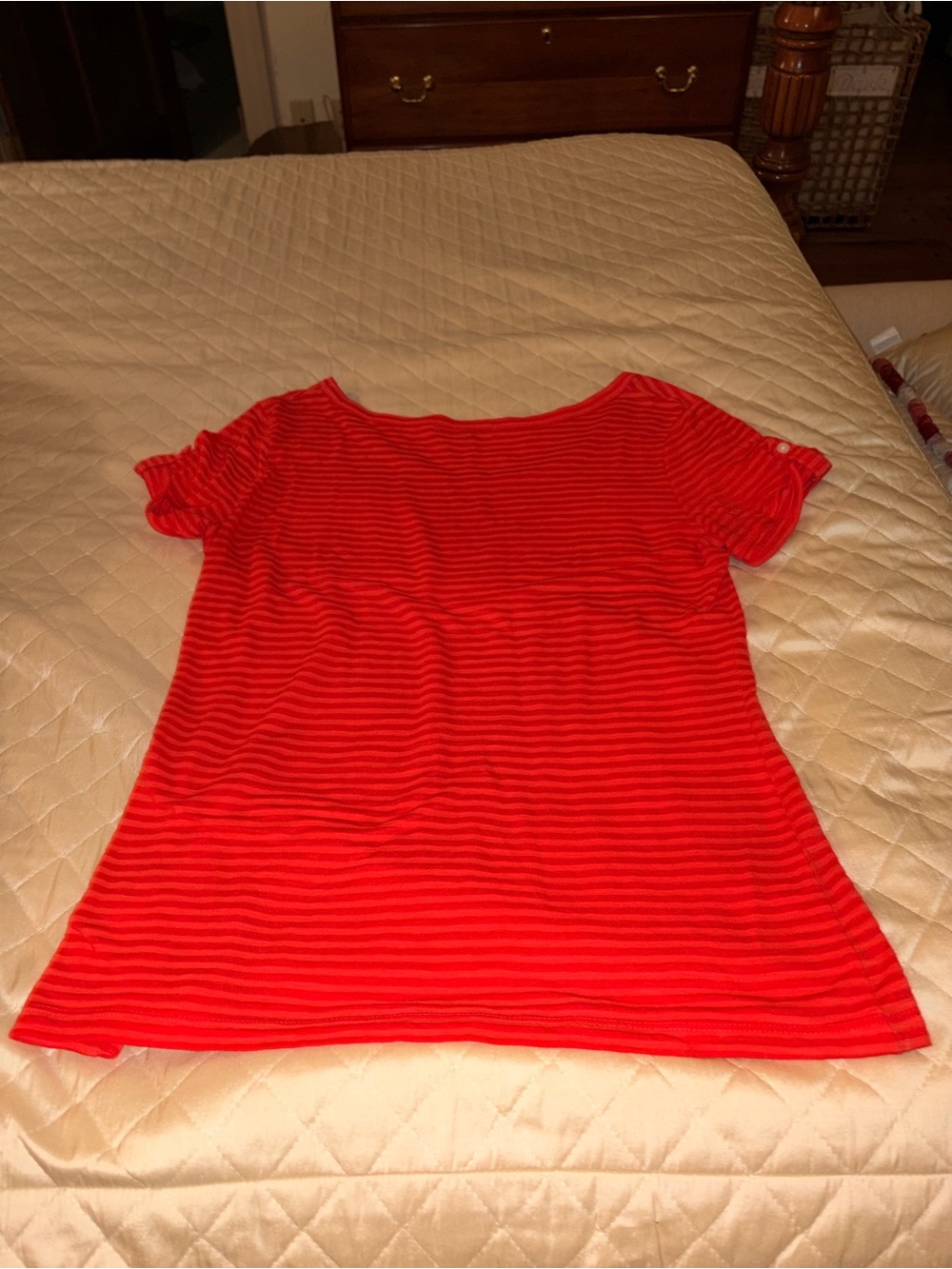 Bannana Republic Women’s Red Striped Short-Sleeve Top